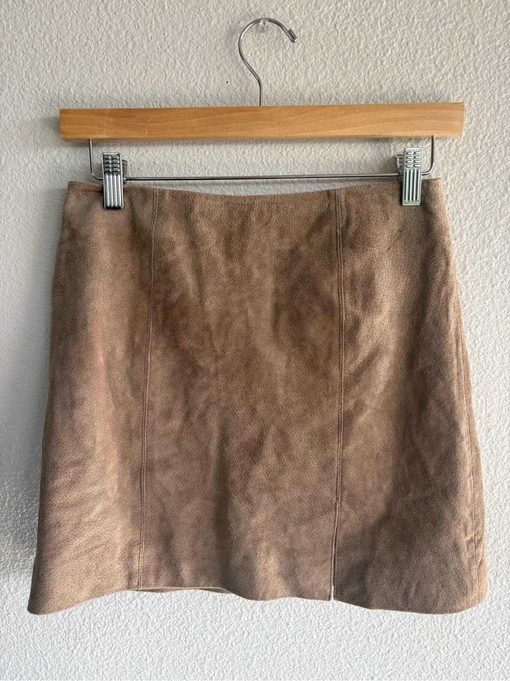 Blank NYC Taupe Suede Mini Skirt